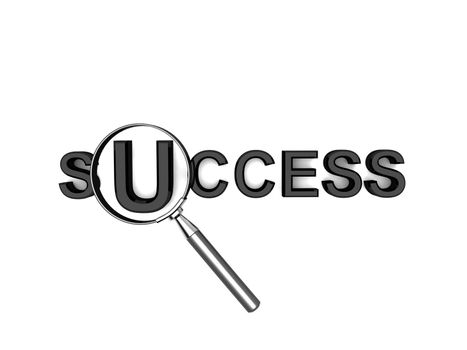 isolated three dimensional text of success on an isolated white background
