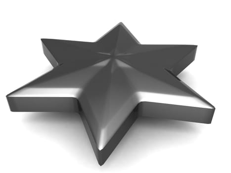 isolated three dimensional chrome star against white background