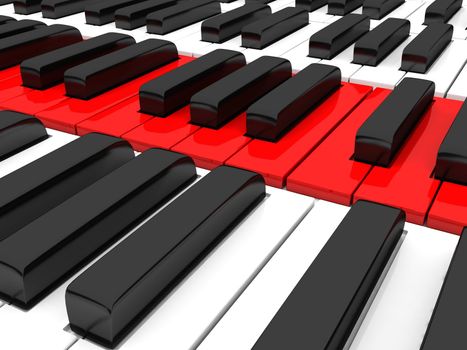 isolated three dimensional close up of piano keys