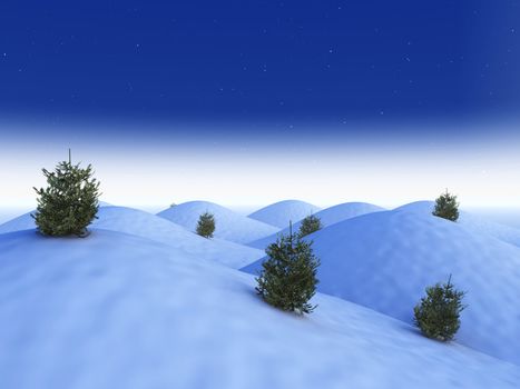 3D Illustration. Cartoon like Winter Landscape...