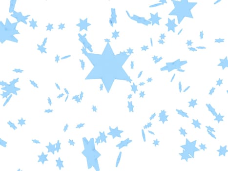 three dimensional blue flying stars