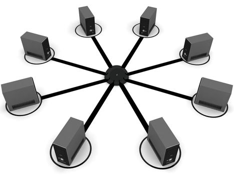 top view of isolated three dimensional connecting cpu