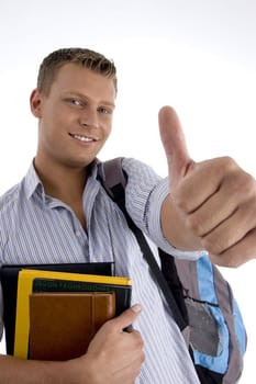 smiling student wishing against white background