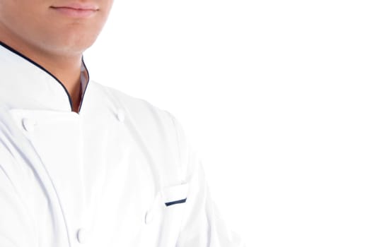 portrait of young chef on an isolated white background