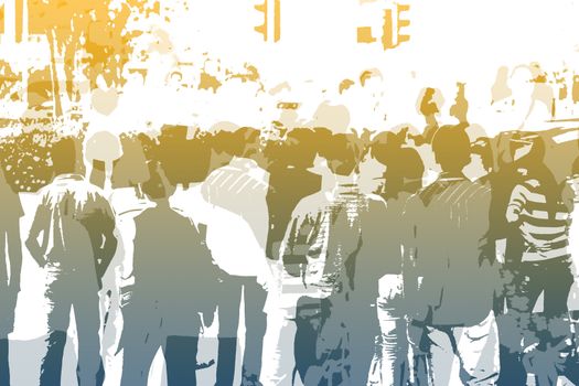 Crowd Abstract Background in Colors and White
