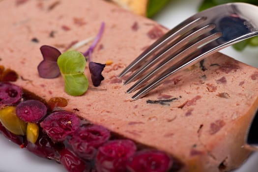 detail of a liver pate on a plate