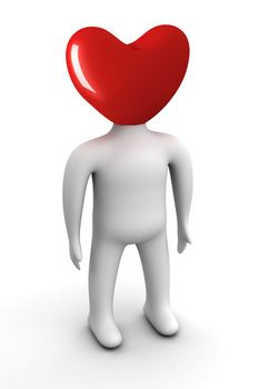 Head in the form of heart. Isolated 3D image.
