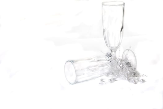 Champagne glasses on white to celebrate the newyear