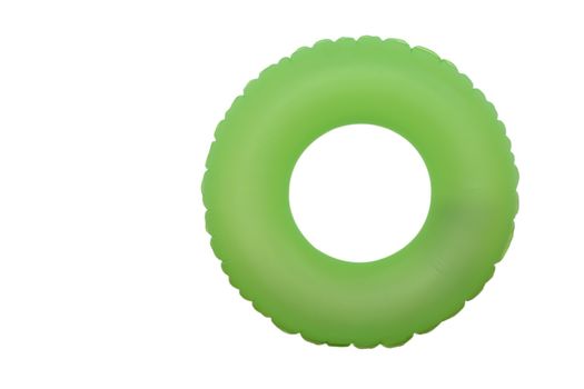 front view of green rubber ring for swimming pool
