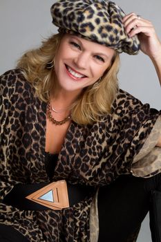 Woman wearing leopard print clothing