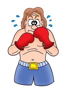 Boxer in blue shorts - color illustration.