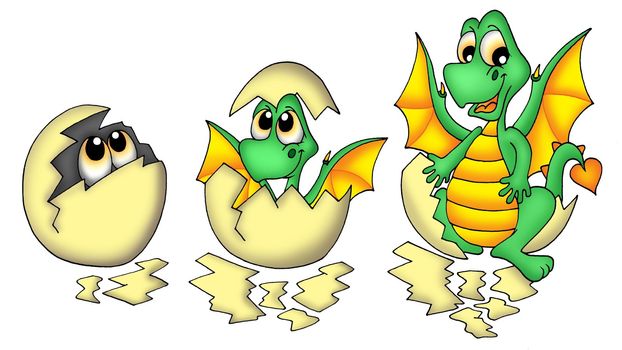 Egg and dragon - color illustration.