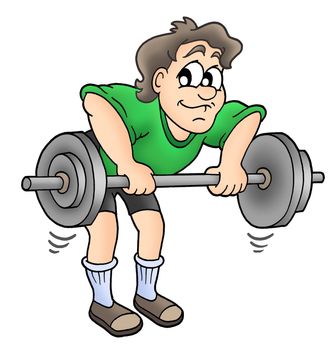 Man working out - color illustration.
