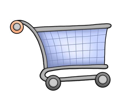 Blue shopping cart - color illustration.