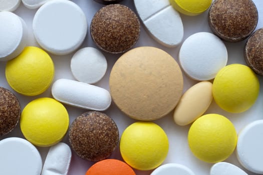 Lot of different medicine pills 
