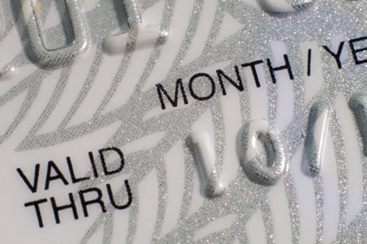 Macro close-up of plastic credit card
