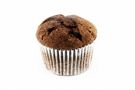 American muffin with chocolate isolated on white