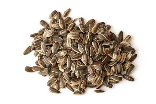 Pile of sunflower seed isolated on white background