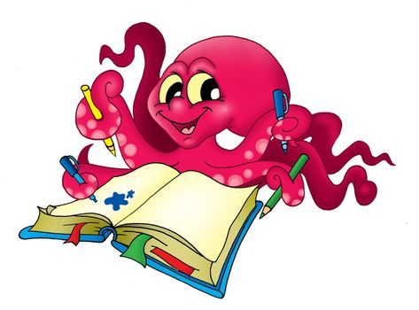 Octopus with pencils - color illustration.