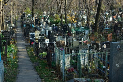 Pyatnitskoe cemetery in Moscow. Autumn sketch.