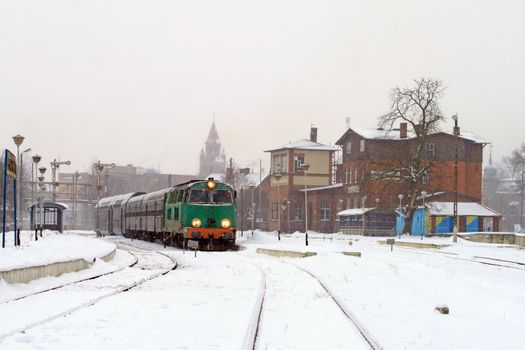 Train waiting at the old small station