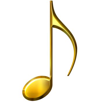 3d golden eighth note isolated in white