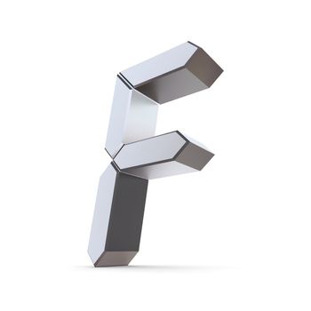 shiny 3d letter F made of silver/chrome - LCD look