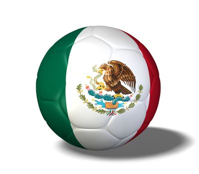 Image of a soccer ball with the flag from Mexico isolated on a white background.