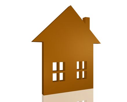 Image of a 3D house icon isolated on a white background.