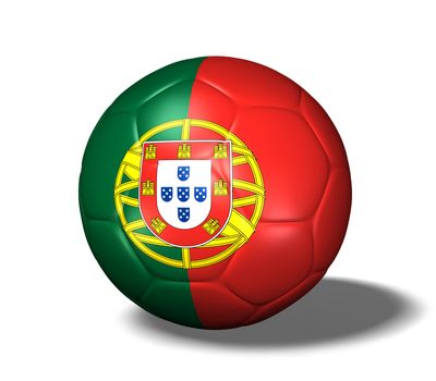 Image of a soccer ball with the flag from Portugal.