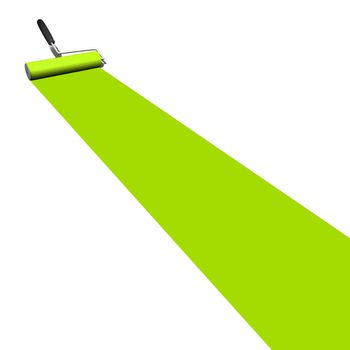 Image of a green paint roller isolated on a white background.