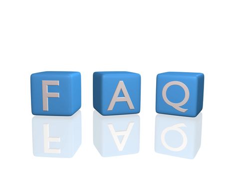 Image of FAQ on 3D cubes isolated on a white background.