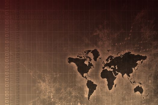 Corporate Worldwide Growth Abstract Background With Map 
