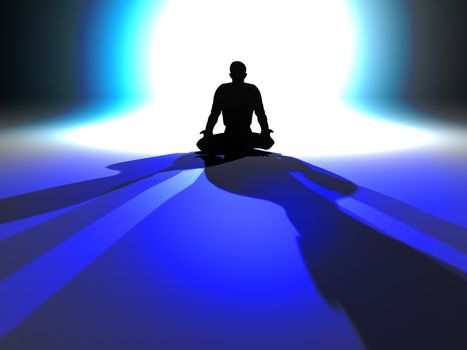 Zen Meditation in a classical Asana. 3D rendered illustration.