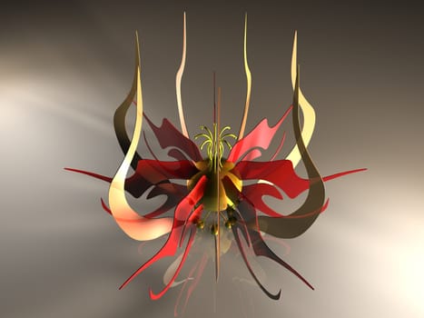 3D Illustration. Decorational metal Flower.