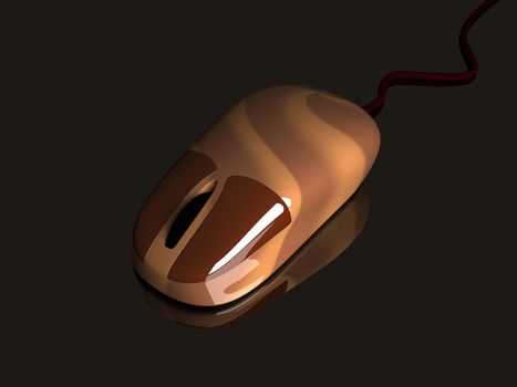 3D Illustration. Chocolate / coffee textured Mouse.