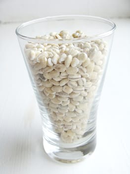Pearl barley in a glass close up 