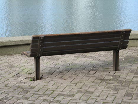 park bench by the water