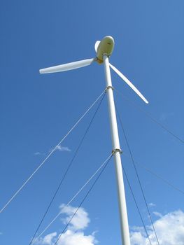 wind turbine in the blue sky