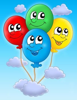 Color illustration of four colorful balloons.