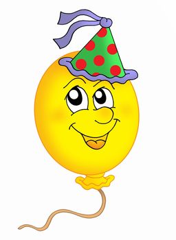 Color illustration of balloon with party cap.