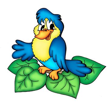 Color illustration of bird sitting on branch.