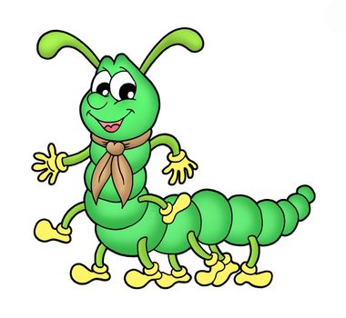 Collor illustration of green centipede.