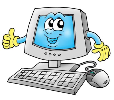 Color illustration of computer with monitor.