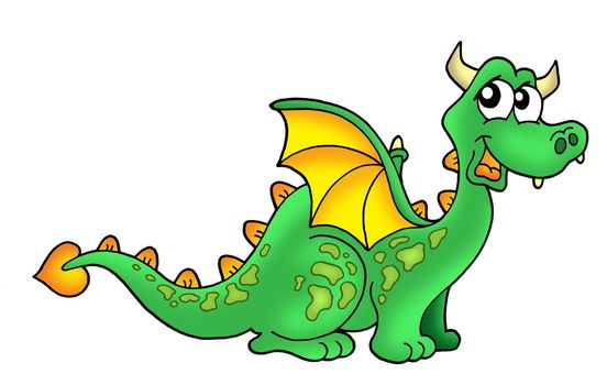 Color illustration of cute green dragon