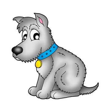 Cute grey dog - color illustration.