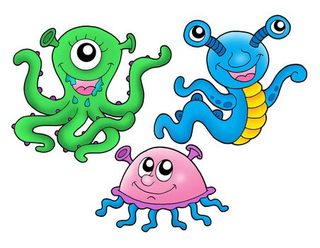 Cute monsters collection - color illustration.