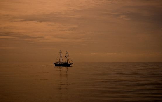 Sailboat against a beautiful sunset