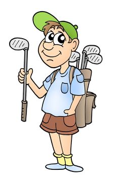 Golfist on white background - color illustration.