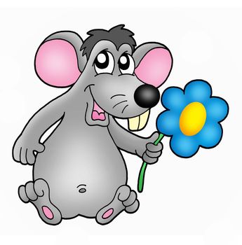 Color illustration of mouse with flower.